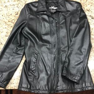 Wilson’s black leather mid/long jacket. Excellent condition.